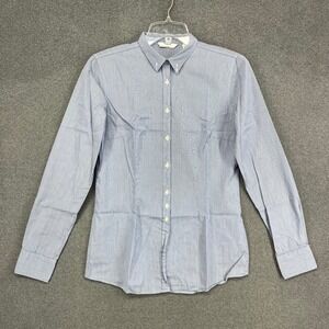 Aglini Shirtmakers Button Down Women Large Pinstripe Cotton Italy Professional